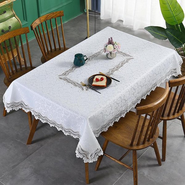 Mantel Rectangular Battilo Para Elegantes Mesas De Comedor Mantel Bordado De Lujo Cubierta De Mesa Blanca DecoracióN De Boda 110X110Cm-image