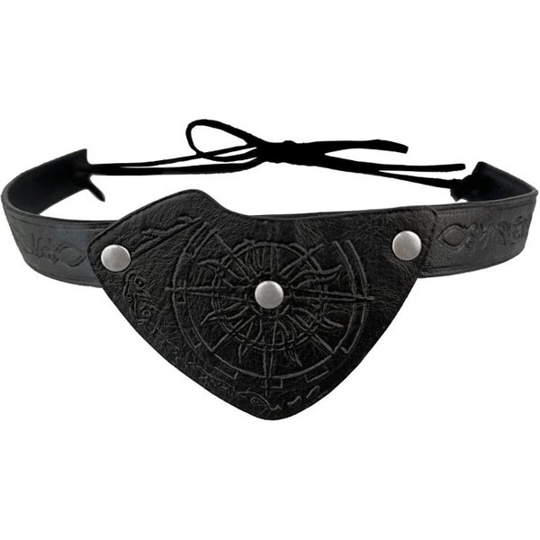 ŚRedniowieczne Opaski Pirackie Na Oko Vintage WytłAczana SkóRzana Maska Na Oko ŚRedniowieczne Akcesoria Kostiumowe Dla MężCzyzn Halloween Odgrywanie RóL Czarny-image