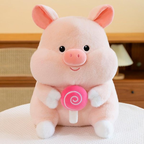 MuñEca De Cerdo Linda Juguete De Peluche MuñEca De Cerdo MuñEca De Cerdo Creativa De Piruleta Regalo De CumpleañOs Para NiñOs 27Cm-image