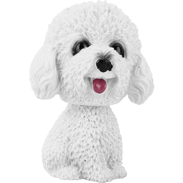Symulacja KiwająCa GłOwą Pies Dekoracja Zabawka Bobble Head Ozdoba Na Deskę Rozdzielczą WnęTrza Samochodu (BiałY)-image