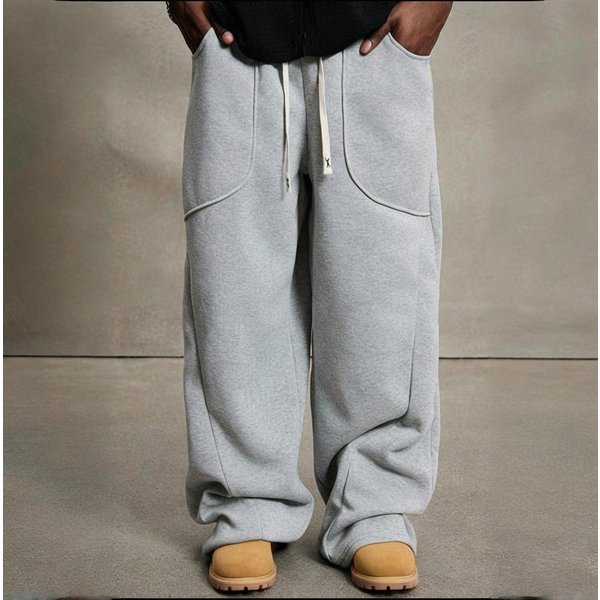 MęSkie Spodnie Dresowe W Jednolitym Kolorze O LuźNym Kroju Z Szerokimi Nogawkami MęSkie Spodnie Dresowe W Stylu Casual XL-image