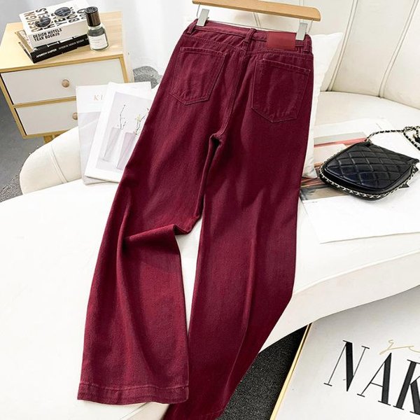 Jeans Retro De Pierna Ancha Para Mujer En OtoñO Sueltos Casuales De Piso Jeans De Pierna Ancha Para Mujer En OtoñO 2XL Black-image