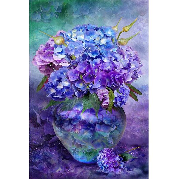 Haft Diamentowy 5D DIY „Fioletowy Wazon” Diamentowy Obraz śCieg KrzyżYkowy Mozaika 20X30CM Gray-image
