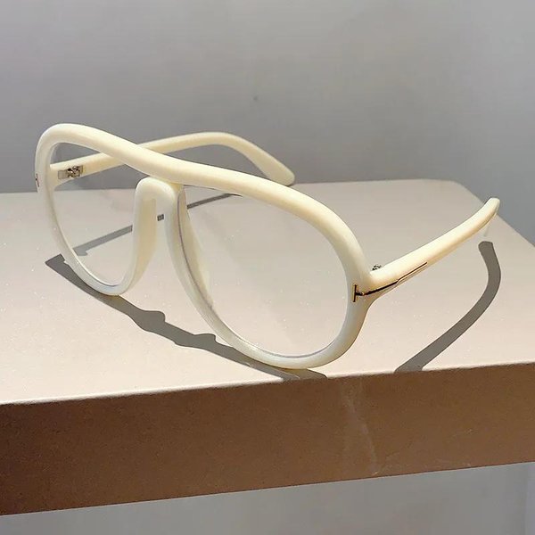 Modne Oversize'owe Okulary PrzeciwsłOneczne Pilotki Damskie MęSkie Luksusowe Designerskie Vintage DużA Oprawka Punkowe Do Jazdy Cień 1PC Beige-image