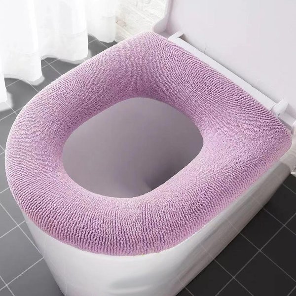 ZagęśCić Pokrowiec Na Deskę Sedesową Mata Zimowa CiepłA MięKka Zmywalna Mata Closestool Pokrowiec Na Sedes Pad Bidet Cover Akcesoria łAzienkowe RóżOwy-image