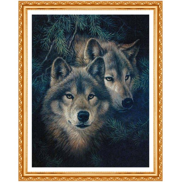 Pintura De Diamante 5D Diy, Bordado De Diamantes Redondos, Animales, Lobo, Pintura De Diamantes Redondos 20X30CM-image