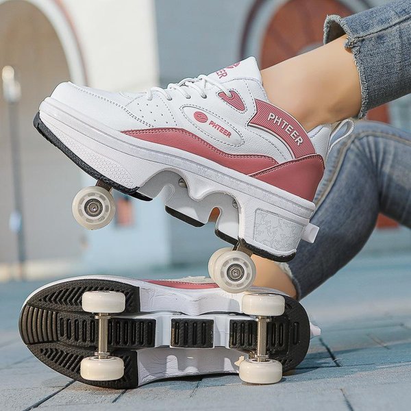 Zapatos De Patines De Cuatro Ruedas, Patinaje De Velocidad, Patines, Zapatos De Patines De Doble Fila Con DeformacióN, Patines, Ruedas Para Hombres Y Mujeres 37-image