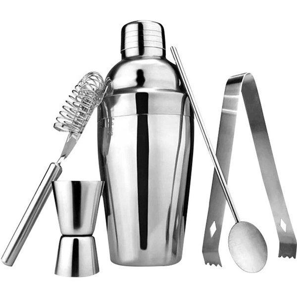 5-CzęśCiowy Zestaw Do Mieszania Koktajli Ze Stali Nierdzewnej 750 Ml łYżKa Do Shakera Do Koktajli Miarka Klips I Gray-image
