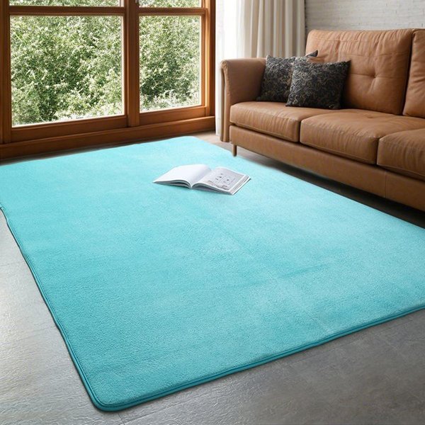 Alfombra Moderna De Terciopelo Coral Suave Antideslizante Para Sala De Estar Dormitorio Alfombra De ÁRea Grande Alfombra De Juego Para NiñOs Para DecoracióN Del Hogar 100*200CM Azul Cielo-image