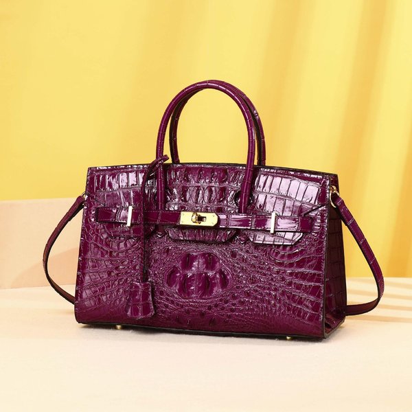 Bolso De Mujer De Alta Gama, Bolso De Hombro ÚNico, Bolso De Mano Moderno Con PatróN De Hueso De Cocodrilo, Bolso Cruzado Moderno Platino De Gran Capacidad PúRpura-image