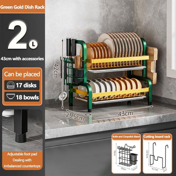 Domowy Stojak Na Miski Kuchenny Ociekacz Do Naczyń I Misek PółKa Do Przechowywania Wielowarstwowy Stojak Do Suszenia Naczyń Blatowy Organizer Na Naczynia Szafka 43Cm&2-Tier-image