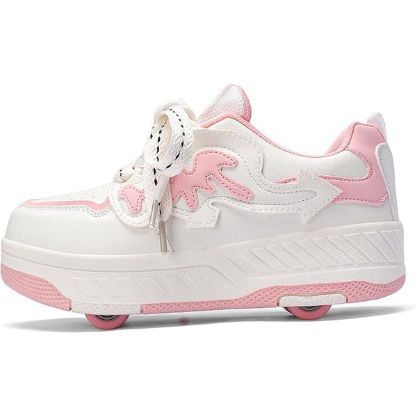Zapatos Con Ruedas Para NiñOs Y NiñAs Botas Deportivas De Cuatro Ruedas Patines Con Ruedas Que Se Pueden Quitar Zapatos De Skate Para Estudiantes Zapatos Deportivos 31 Color Rosa-image