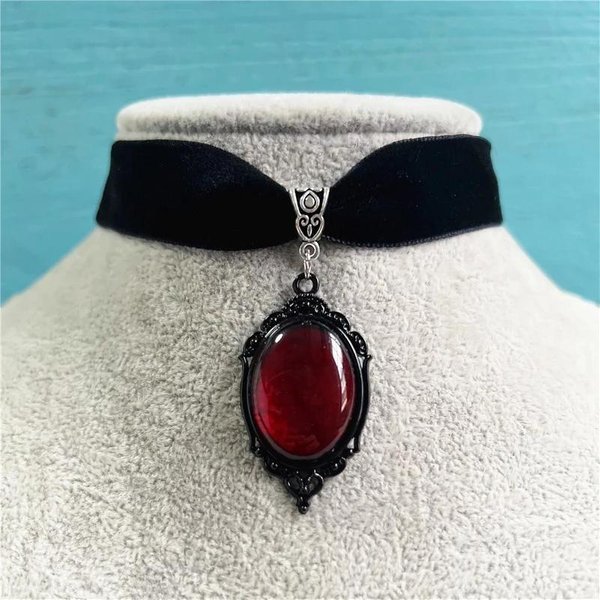 Gotycki Wampirzy Cameo Wisiorek Choker Aksamitny Naszyjnik Dla Kobiet Moda PogańSka BiżUteria Czarownicza Prezenty Dla Dziewczyn Kreatywny Choker-image
