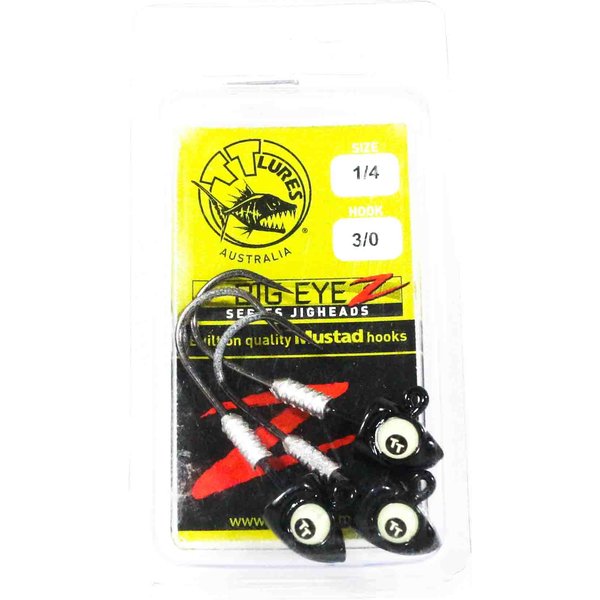 Tackle Tactics TT Big Eyez Cabeza De Jig 1/4 Oz 3/0 Negro Ojo Glow Eyez (5000)-image