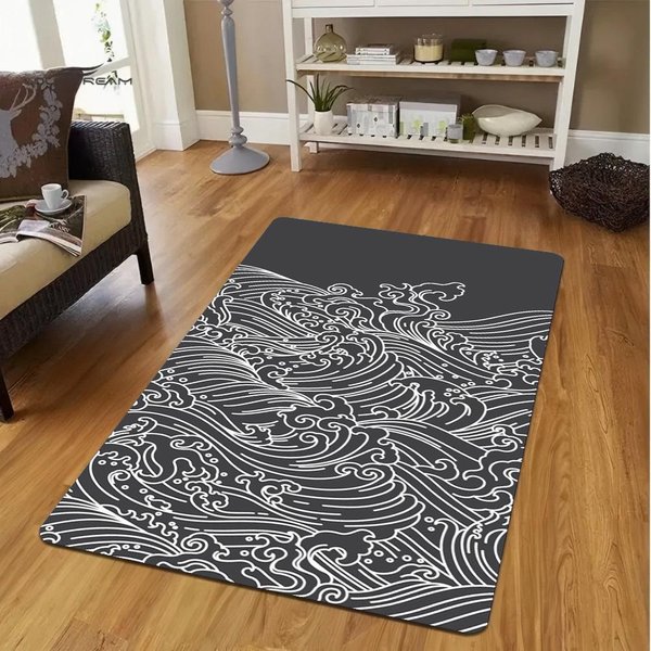 Prosty Dywan KreskóWkowy Salon Sypialnia Kuchnia Stół Sofa Dywanik Na Balkon AntypośLizgowa Zmywalna Mata Wykwintne Ozdoby Domowe 60*90Cm-image