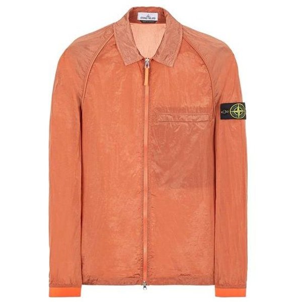 Stone Island Ss22 Jednokolorowa Kurtka Z Metalicznego Nylonu Z Logo MęSka PomarańCzowa 761512321-V0032 XL Brown-image