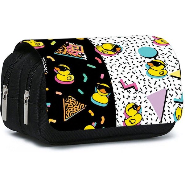 Estuche Para BolíGrafos Tipo Flip De Doble Capa Con Estampado De Patito Amarillo Para NiñO/NiñA, El Mejor Regalo, Estuche Escolar De Dibujos Animados 2D Para NiñOs-image
