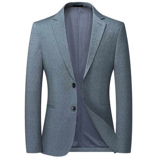 Trajes Finos De Primavera Y OtoñO Para Hombre, Estilo Coreano, Corte Entallado, EláSticos, Sin Planchado, Jacquard, Traje PequeñO, Informal, Para Solteros Occidentales 4XL Gris-image