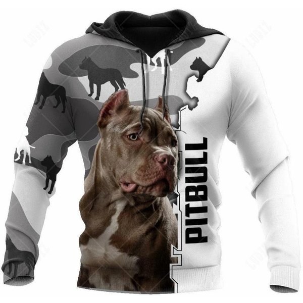 Bluzy Bluza MęSka Z Kapturem Pitbull 3D Nadruk Jesień Casual DłUgi RęKaw Oversize Streetwear Z Kapturem Dla MężCzyzn Odzież Topy Xl-image