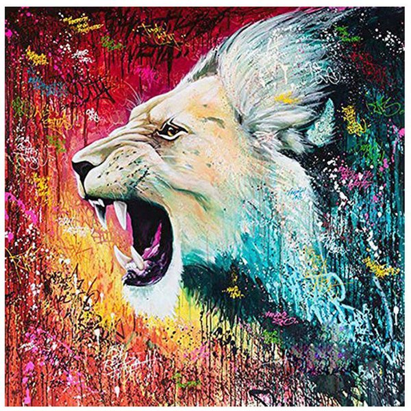 Pintura De Diamantes Animal LeóN Rugiendo 5D DIY Bordado De Diamantes DecoracióN Del Hogar Imagen 20X30CM-image