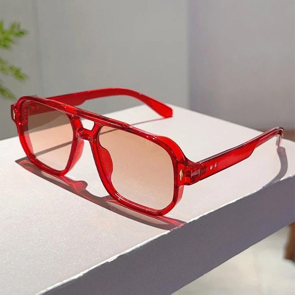 Gafas De Sol Para Hombre Elegantes Con Doble Puente Cuadradas De Colores Caramelo Con Montura Gafas De Sol Estilo Coreano Chic Para Mujer Kammpt Gafas De Sol Rectangulares Vintage As Picture Shows White-image