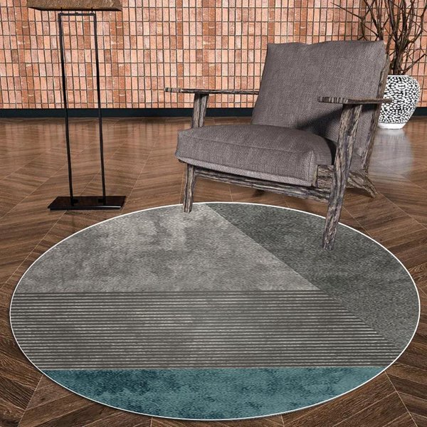 Alfombra Redonda Moderna Gris INS Para Sala De Estar, TamañO Grande 200X200, Lavable, Antideslizante, DecoracióN Para Dormitorio Infantil, Alfombra Para Silla Colgante. 80Cm 31.4 In-image