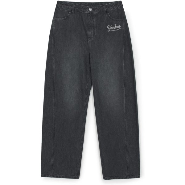 MLB New York Yankees Estampado De Letras Pierna Ancha Curva Holgado Adelgazante Jeans Hombre Jeans 3LDPV0261-50BKS L Gray-image