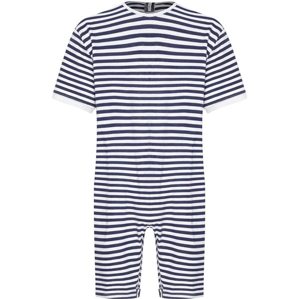 Mono Adaptativo Unisex Cremallera Trasera Cremallera En La Entrepierna Manga Corta Body Rayado Cuidado Especial Para Personas Mayores Con Necesidades Especiales XXL Blue-image