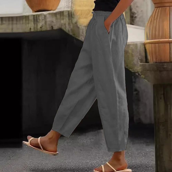 Eleganckie Spodnie Damskie Z Wysokim Stanem Moda Nowość Wiosna Jesień Jednolite Kieszenie Casual Streetwear Spodnie Damskie XXL Black-image