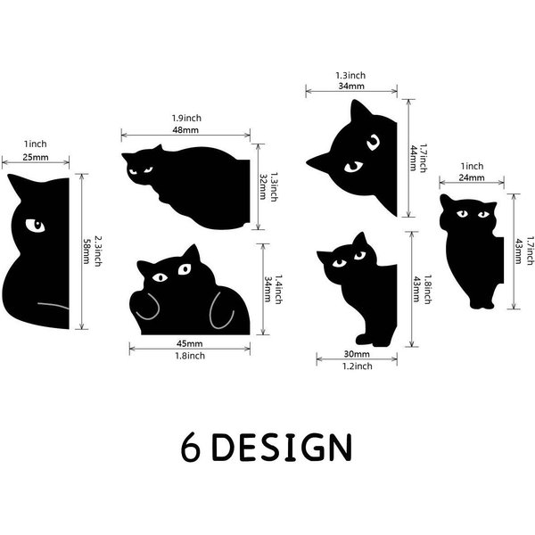 6 Uds./Juego Marcador De PáGina Creativo De Gato Negro Para Libros Lindo Personaje De Dibujos Animados Marcador MagnéTico De PáGina De Libro Regalos De Lectura úNicos Estilo Literario Clip De Marcador De PáGina Plegable-image