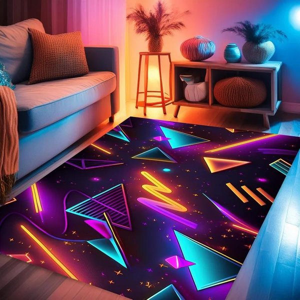 Dywan Arcade Alley Dywan Do Pokoju Gier Dywan W Stylu Lat 80. Dywan śWiecąCy Dywan E-Sportowy Dywan Neonowy Dywan Dla Gracza Do Salonu Prezent Dla Gracza Prezenty Dla Graczy 80X120CM-image