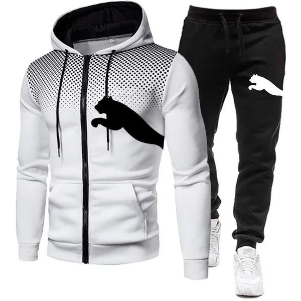 MęSki Zestaw Bluza Z Kapturem Na Jesień I Zimę, Zestaw Bluza Z Kapturem + Spodnie, Ubrania Sportowe Do Biegania I Rekreacji S-image