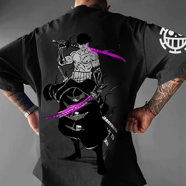 2026 ONE Piece Anime JaponéS Roronoa Zoro Camiseta Unisex Estampada Verano Casual Manga Corta Camiseta De AlgodóN Casual Y2K M-image