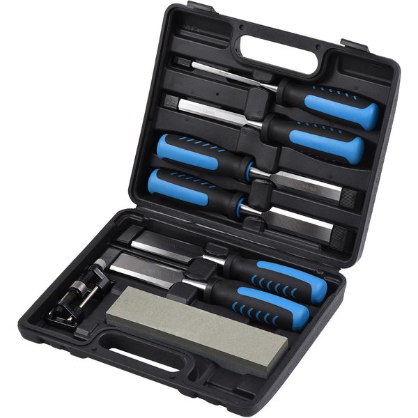 Juego De 9 Formones De Madera Con Estuche De Transporte GuíA De Afilado Piedra De Afilar Formones Planos Para Tallar Madera Antideslizantes 9 PCS-image
