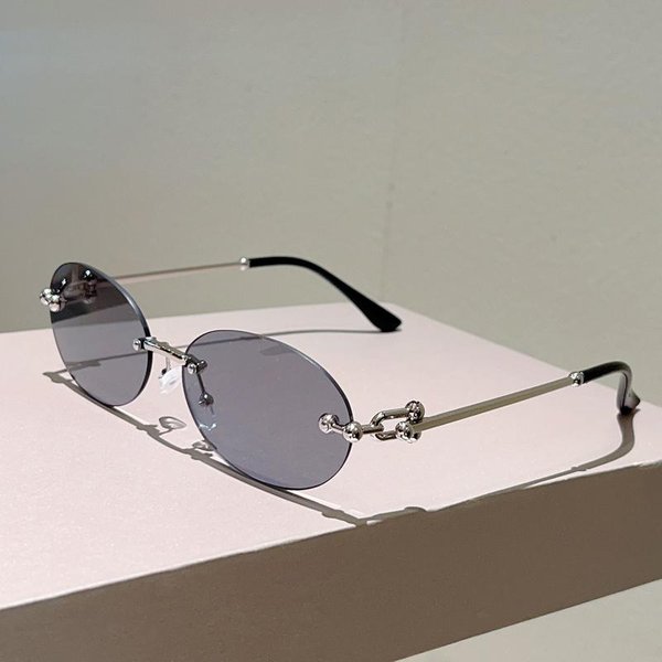 Gafas De Sol Ovaladas Sin Montura Kammpt Moda Vintage Para Mujer Tonos Degradados Tendencia DiseñAdor Casual Gafas De Sol Without Case-image