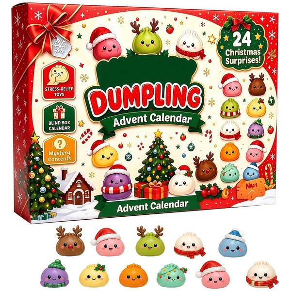 ŚWiąTeczny Kalendarz Adwentowy 24 Dni Tajemnicze PudełKo PierogóW Squishy Zabawki Fidget Urocza Zabawka Sensoryczna Do Redukcji Stresu Prezenty Dla Dzieci I DorosłYch Impreza ŚWiąTeczna Black-image