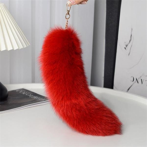 Llavero De Cola De Zorro De Peluche De 40 Cm Colgantes Para Bolso Lindo Cola De Mapache De Piel Llavero Llavero Colgante De Llave De Cola De Animal Llavero De Pompones DecoracióN De Bolso Red-image