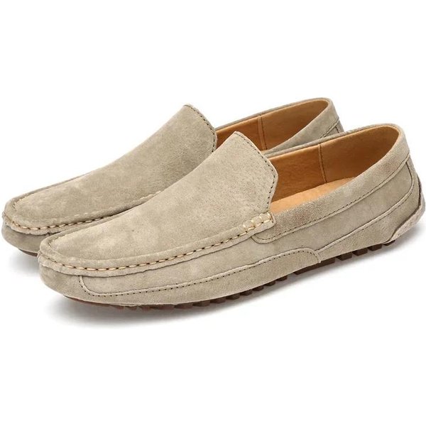 Zamszowe MęSkie Mokasyny Luksusowe Codzienne Buty Dla MężCzyzn Buty ŻEglarskie RęCznie Robione MęSkie Wsuwane Buty Do Jazdy MęSkie Mokasyny Zapatos 45 Beige-image