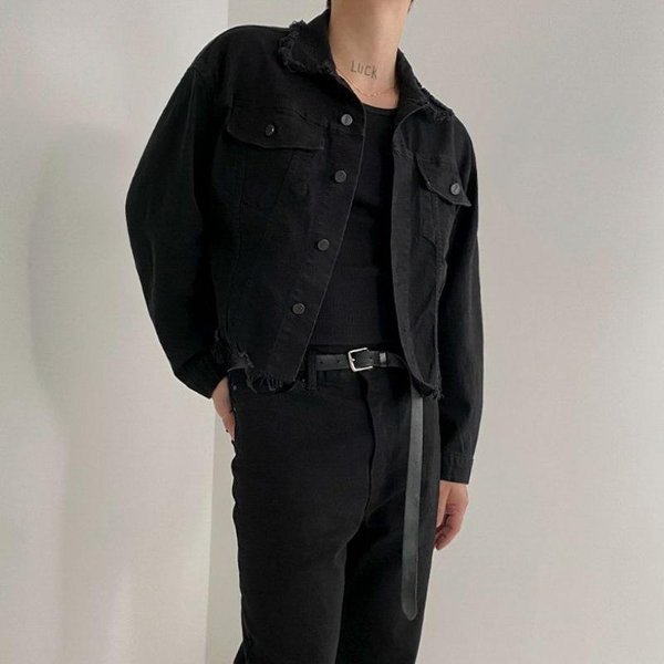 KróTka Kurtka Jeansowa MęSka Wiosenna Kurtka Z Klapami Styl KoreańSki Modna LuźNa Kurtka Jeansowa M-image