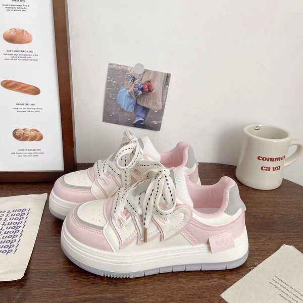 Zapatos Blancos PequeñOs Para NiñOs, Primavera Y OtoñO, Nuevos Zapatos De Suela Gruesa, Zapatos Casuales VersáTiles 40 Color Rosa-image