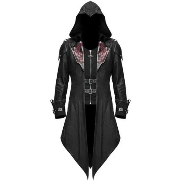 Cosplay Asasyna ŚRedniowieczny MężCzyzna Kostium Streetwear Kurtki Z Kapturem Odzież Wierzchnia Kostium Edward Creed Halloween Przebranie Imprezowe L-image