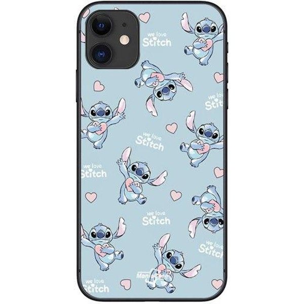 Funda De TeléFono - Maniacase - Iphone 11 - Flexible - Silicona - Stitch Amor CorazóN Rosa Negro-image
