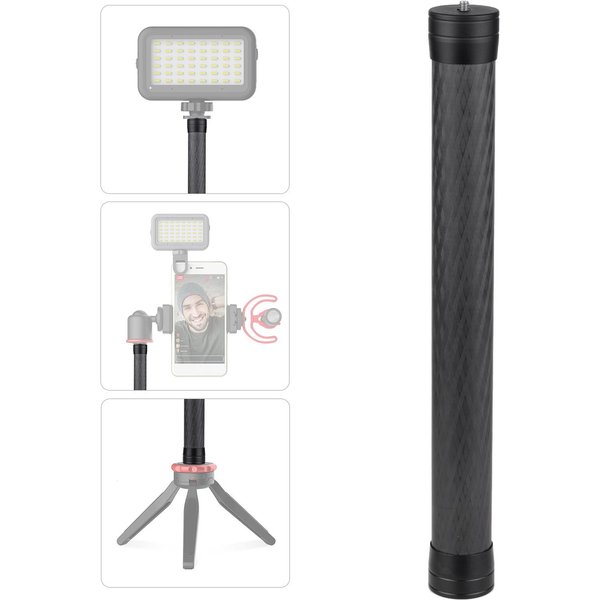 PręT PrzedłUżAjąCy Stabilizatora PręT Z WłóKna WęGlowego Uniwersalny RęCzny SłUp Fotograficzny Ze śRubą 1/4 Cala 35Cm Czarny-image