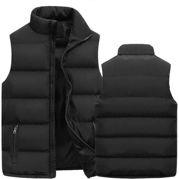 MęSka Kamizelka CiepłE Kurtki Bez RęKawóW Zimowa Wodoodporna Kurtka Z Zamkiem BłYskawicznym Jesień StóJka Kamizelka Swobodna Odzież 4XL Black-image