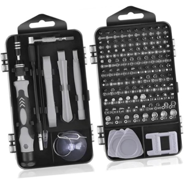 Juego De Destornilladores De Mantenimiento De 115 Piezas Kit De ReparacióN MagnéTico Fuerte Alta Dureza Herramientas Multifuncionales Gray-image