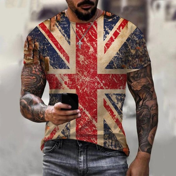 Anglia Brytyjska Flaga 3D Druk T-Shirt Lato MężCzyźNi Kobiety T-Shirty Moda KróTki RęKaw Oversize Harajuku Streetwear DziecięCe Koszulki Topy L Brown-image