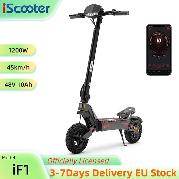 Iscooter If1 Patinete EléCtrico 45KM/H NeumáTicos Tubeless De 10 1200W 48V 10Ah Plegable Frenos De Disco Y App Club Patinete EléCtrico If1 45KM/H Negro-image