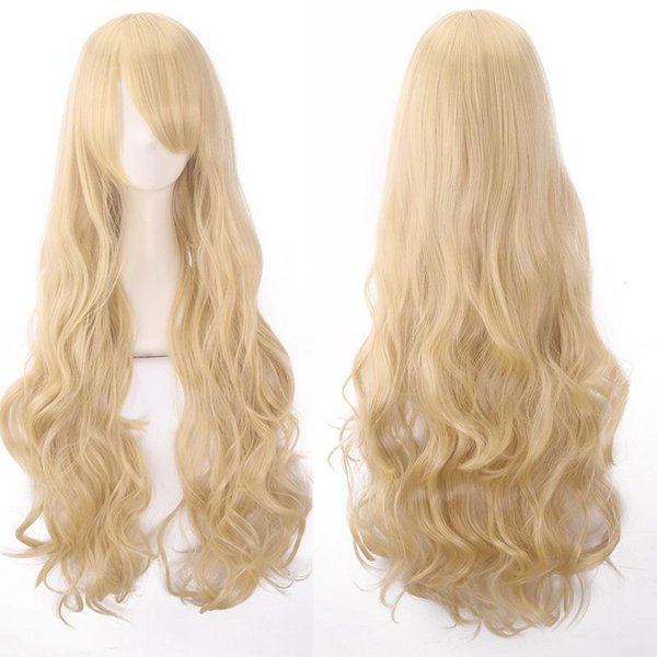 Soowee Peluca Larga SintéTica Rizada Verde Postizo Cabello Rosa Negro Fiesta Cabello Pelucas Cosplay Para Mujeres-image