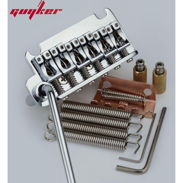 Guyker Chromowany NielockująCy Mostek Gitarowy 2-Punktowy Mostek Tremolo LeworęCzny Rozstaw Strun 10,8 Mm SiodełKo I Blok MosiężNy Gray-image