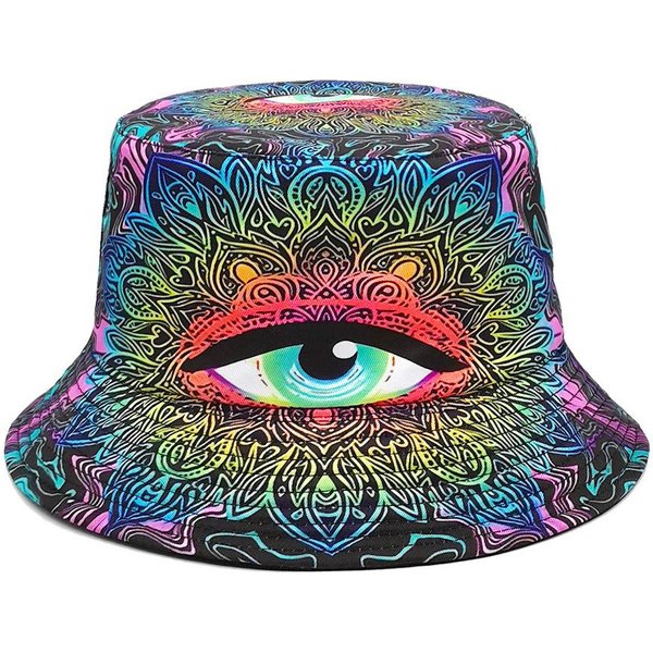 Sombrero De Pescador Punk Hippie, Sombrero De Cubo Reversible Y Plegable, Sombrero De Cubo Vibrante, Sombrero De Sol De Moda Unisex Para Deportes Al Aire Libre Y Ocio (Black,One Size) Negro-image